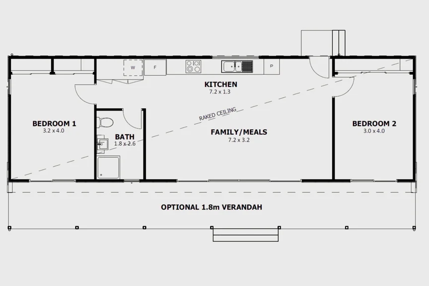 Suburban 2-Bedroom Modular Home Floorplan